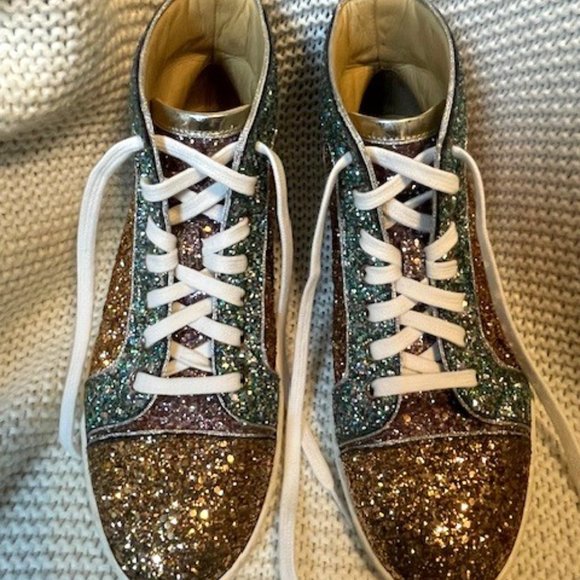 CHRISTIAN LOUBOUTIN BIP BIP WOMAN ORLATO FLAT GLITTER SNEAKERS - Picture 6 of 7